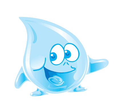 Barlow mascot water drop character says hey, call me for well water service and well pump service today